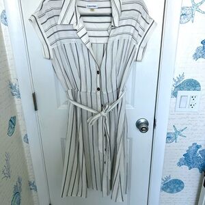 Calvin Klein Women's Striped Dress - Black and White